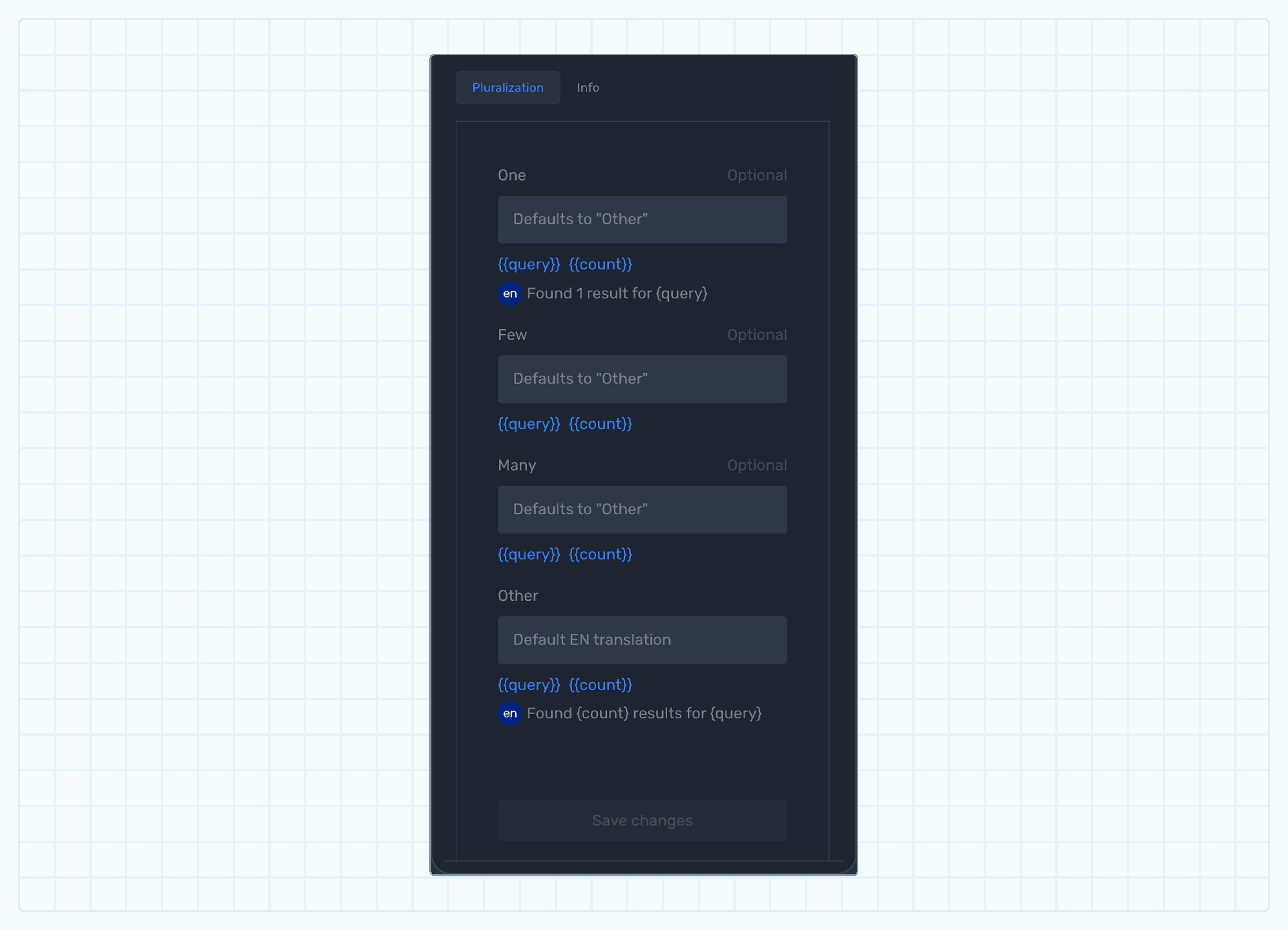 Pluralization panel